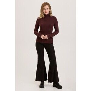 XCVI Flare Tiered Pants Womens Size XL Black Arrin Hi Rise Elastic Waistband